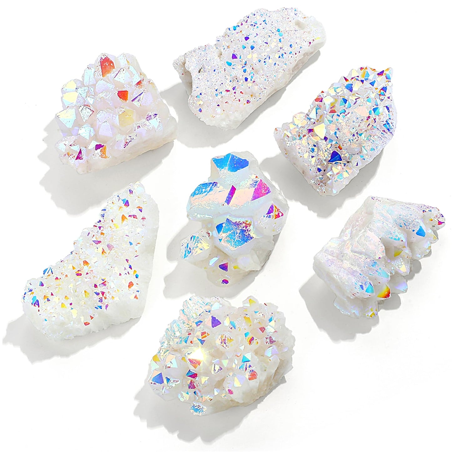 YATOJUZI Angel Aura Crystal Cluster Raw Rocks Quartz Stones Healing Crystals and Titanium Coated Mineral Geode Reiki Gemstones Druzy for Energy Protection 1PCS