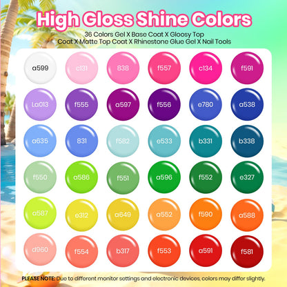 Beetles Fall Gel Nail Kit, Mystic Wonderland Gel Polish Set, 36 Colors Burgundy Brown Orange Red Polish Kit with Base Coat Glossy Matte & Glitter Top Coat Soak Off UV Led Nails Gifts for Women
