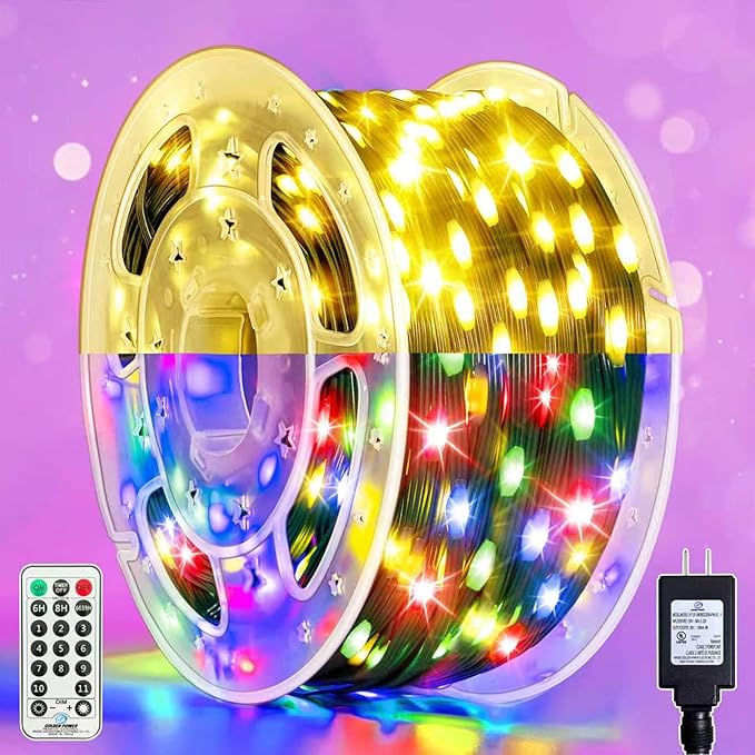 Outdoor Christmas Lights, 400LEDs 131FT Christmas Tree String Lights, IP67 Waterproof 11 Modes Warm and Multicolor Holiday Lights with Remote for House Yard Xmas Decorations