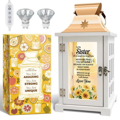 Nowizen Sister Gifts from Sister, Candle Warmer Lamp Lantern with Timer, Christmas Birthday Gifts for Sisters from Sisters - Thanksgiving Gifts