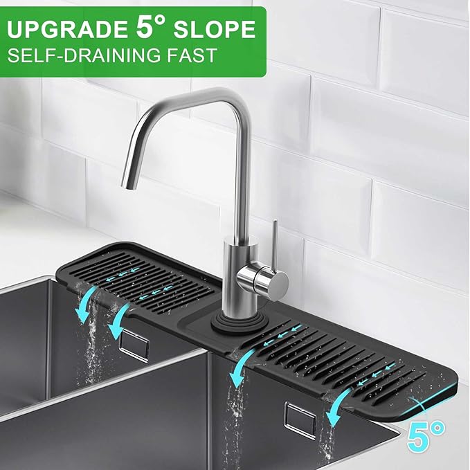 Sink Splash Guard, 5°Slope Silicone Draining Mat
