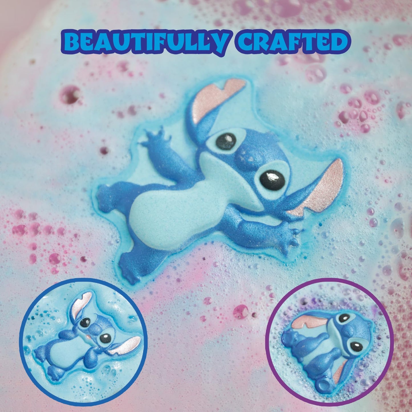 Stitch Bath Bombs for Kids, Fun Bright Rainbow Colors, Raspberry Scented for Kids, Ages 3+, by Townley Girl