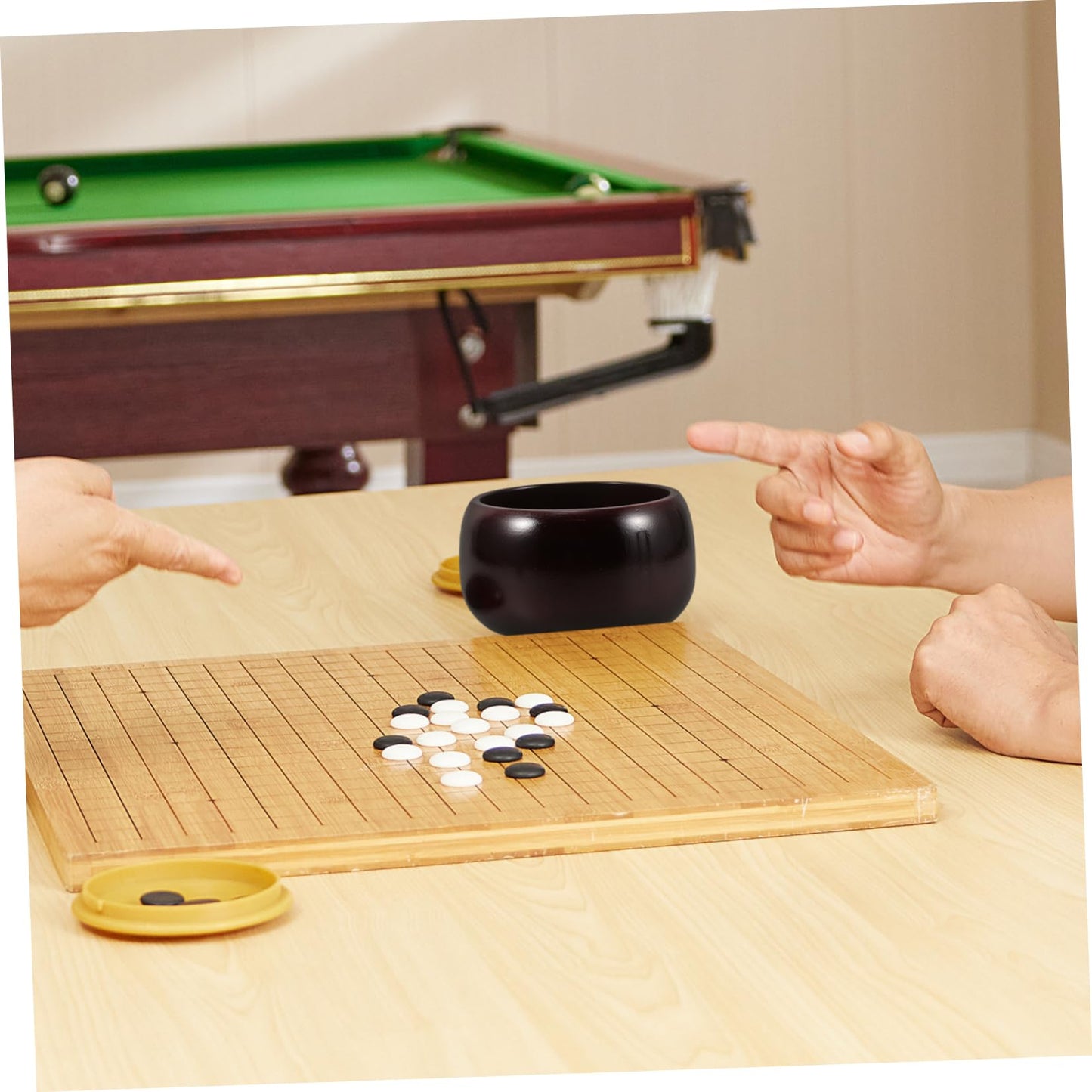 YARNOW Go Jar Wooden Chess Piece Holder Bowl with Lid 5.51 Inch Durable Storage Container for Go Gobang Stones Home Game Accessory