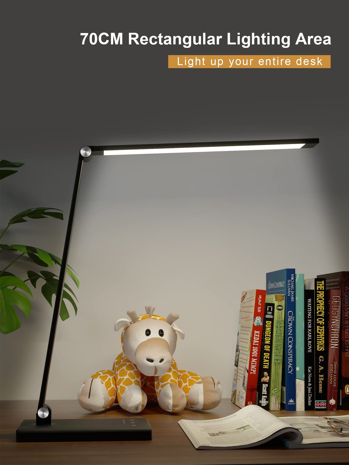 LENDOO LED Desk Lamp with USB-C Charging, Super Wide & Bright, 5 Color Modes X 10 Brightness Levels,Desk Light for Home Office