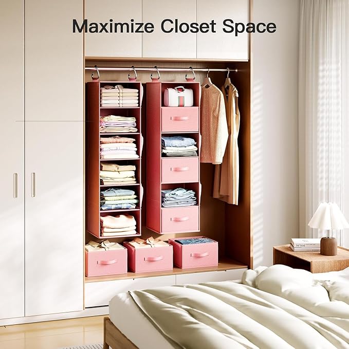 Pipishell Hanging Closet Organizer 6-Shelf, Hanging Shelves