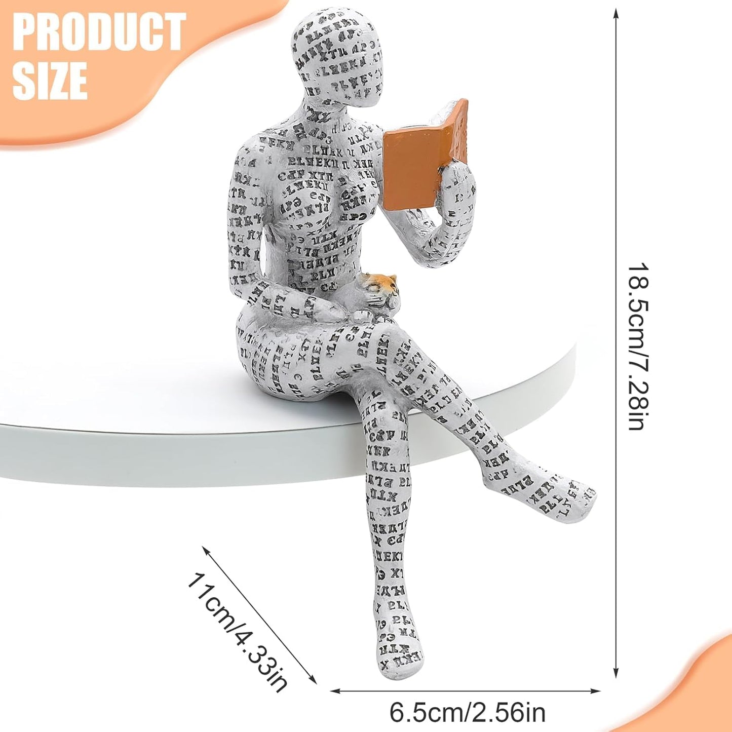 JLNGTHONG Reading Women Figurine, Thinker Statue Modern Art Sculpture Resin Abstract Collectible Figurines for Console Table Bookshelf Shelf Office Coffee Table Home Decoration (Seated Position)