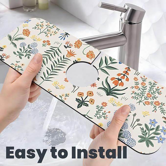 2Pcs Dish Drying Mats Faucet Mats Sets Large Size Coffee Mats Sink Faucet Mat