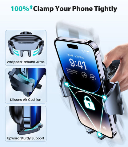 2025 BEST [Rally Racing-Grade] Car Phone Holder for Cars [88+LBS Strongest Suction] 3In 1 Dashboard Windscreen Vent Mobile Phone Holder for Car [Big phone & Thick Case Friendly] for iPhone Samsung