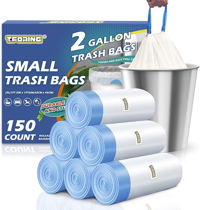 150 Count 2 Gallon Trash Bags Drawstring