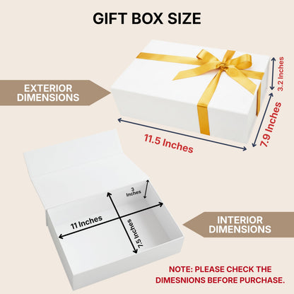 CECOBOX - Gift Boxes with Lids for Presents 11"x7.5"x3" - Matte, Collapsible Magnetic Closure Gift Box - Groomsmen & Bridesmaid Proposal Boxes, Wedding, PR, Birthdays, Holidays (White)