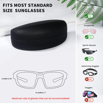 molshine Hard Shell Sunglasses Case,Classic Large Glasses Case with Cleaning Cloth and Pouch for Women Men Travel(Black)