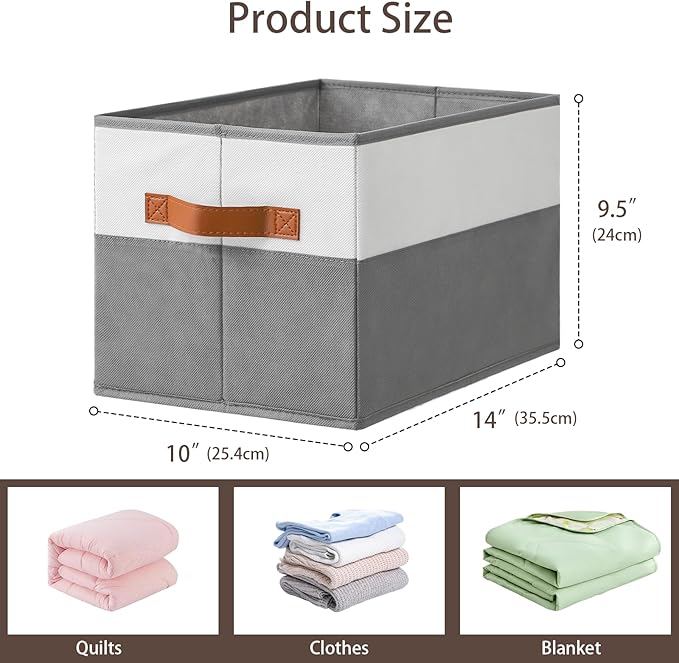 8 Pack Large Storage Bins with Handle, Collapsible Storage Basket