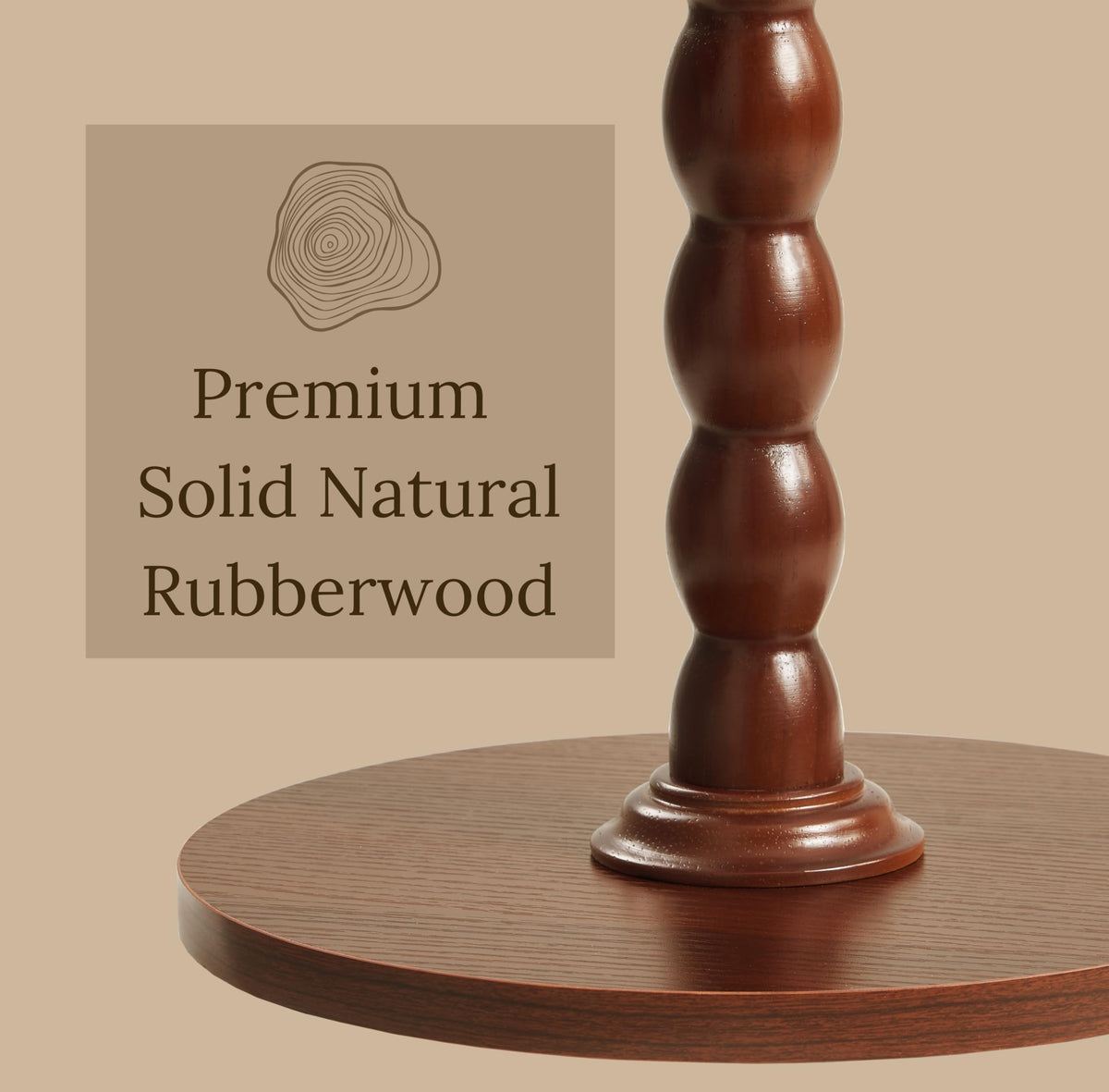 BENNTOR Round Wooden Small Side Table for the Living Room, Modern Pedestal Side Table for Small Spaces, Drinks, Corner, Accent Piece, and Compact Nighstand Bedroom, Tool-Free Easy Assembly, Walnut