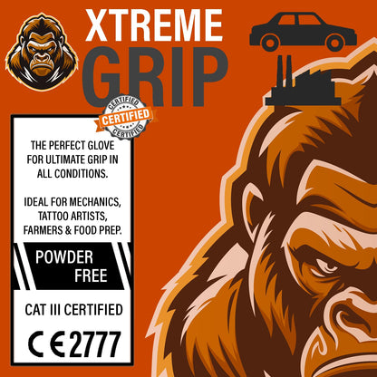 Xtremeauto Nitrile Gloves - Disposable, Diamond Grip Orange, Powder-free & Latex Free Extra Thick & Strong Mechanics Gloves (1 Box, Medium)
