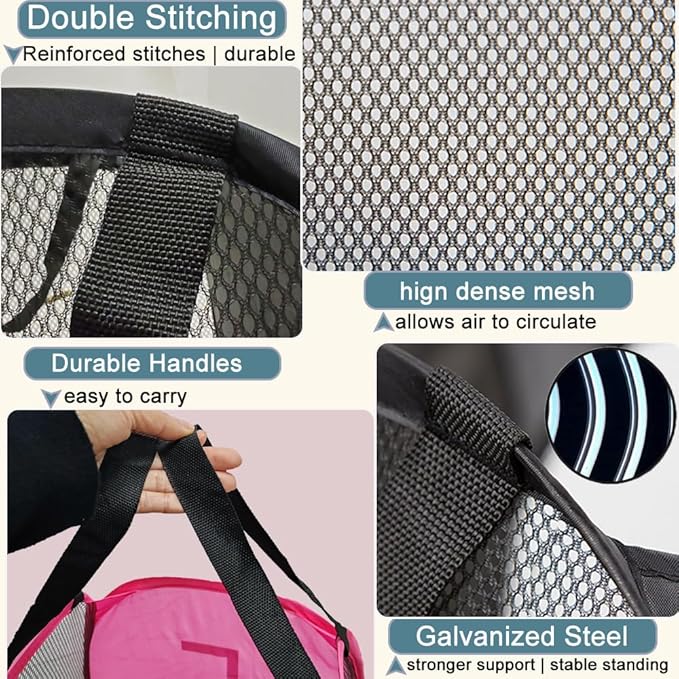 Pack of 2 Mesh Pop Up Hampers Collapsible Laundry Baskets