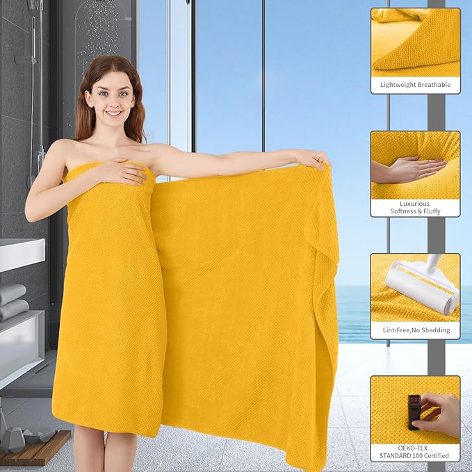 8 Piece Bathroom Towel Set |2 Oversized Bath Towels, 2 Hand Towels, 4