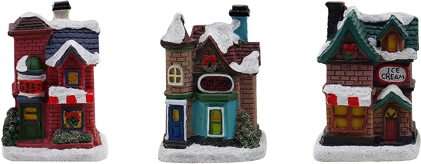 Resin Christmas Village Set with Figurines, Houses, and Accessories – Perfect for Indoor Holiday Decor and Snow Village Displays