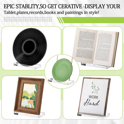 CroBlissful Tabletop Acrylic Display Stand Clear Easel Acrylic Book Display Holder Artwork Storage Rack for Picture Plate Frame Albums Record Magazine Tablet Canvas Board(Gold,7.8 x 3.5 x 7.8 Inch)