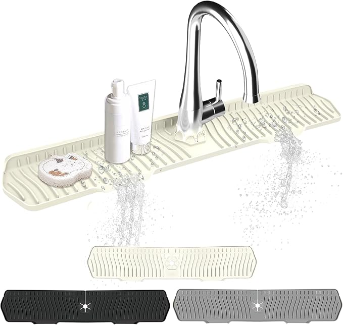 Kitchen Sink Splash Guard Gen2-30" x 6'' Silicone Sink Mat Splash Guard fit