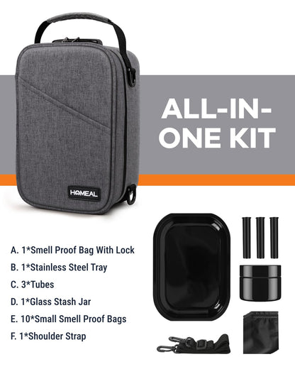 HOMEAL Smell Proof Stash Box，Smell Proof Containers with Combination Lock,Smell Proof Box,Smell Proof Stash Bag for Travel Gift for Man Women Dark Grey