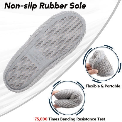ROPULP Slippers for Women Memory Foam Corduroy Soft Full Slippers House Shoes Womens Fashion Footwear Comfy Trendy Gift Grey, Size 5-6