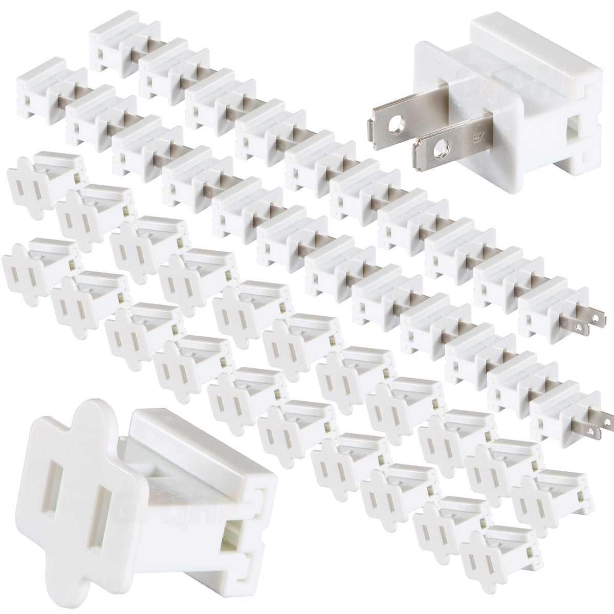 GFQHF Electric Plugs - 26PCS Male and Female Vampire Plug - SPT-1 White for Christmas Light Strings & Lamps and DIY Projects