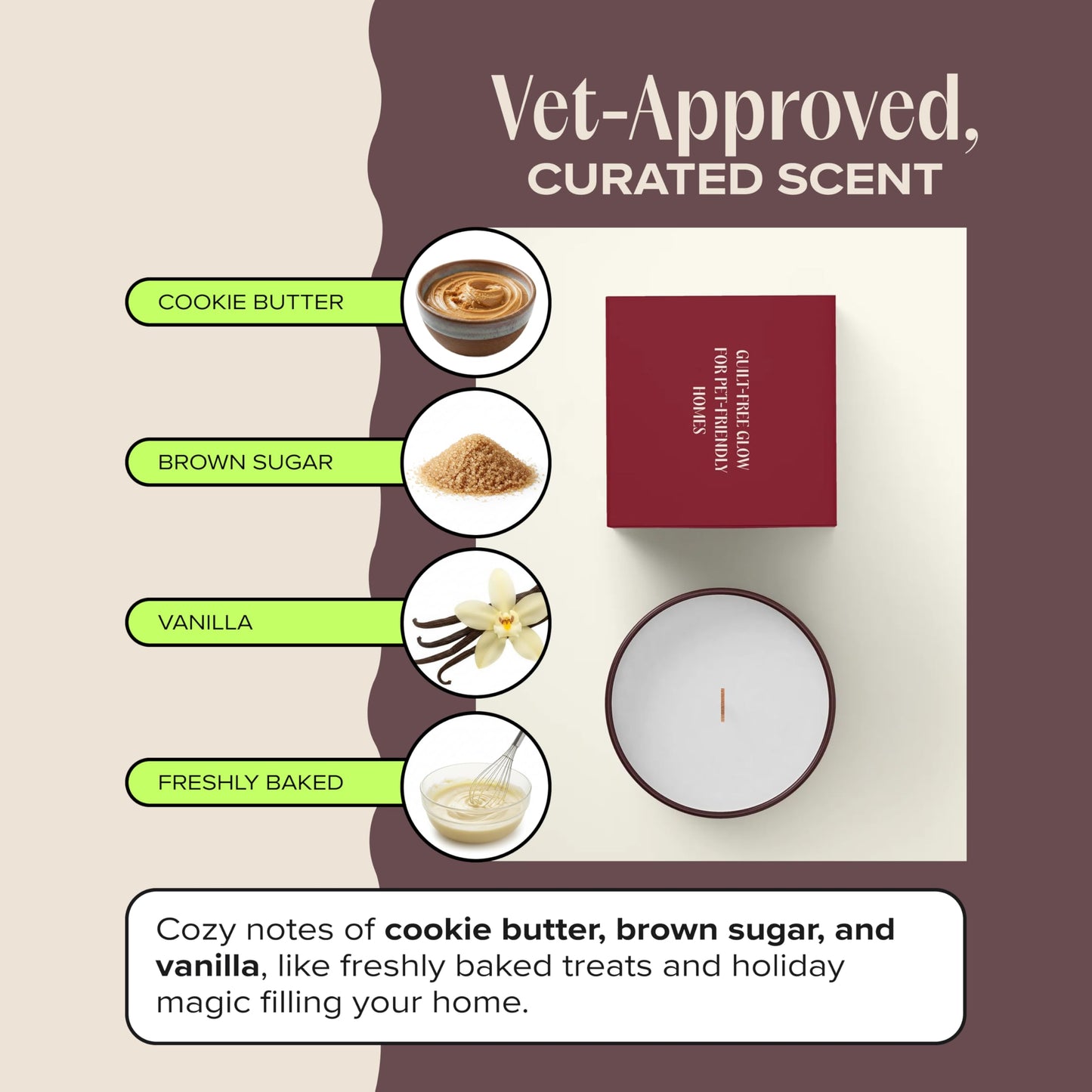 Companion Candles Celebrate the Season Pet-Friendly Scented Candle – Cookie Butter, Brown Sugar & Vanilla Fragrance - Coconut Soy Wax Candle with Wooden Wick, 50-Hour Burn Time, Made in USA, 11.8 oz