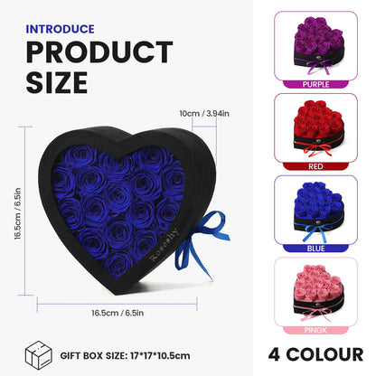Valentines Day Flowers Roses Gifts for Her,16pcs Red Forever Preserved Roses in Heart Shape Gift Box,Valentines Day Delivery Prime Gifts-Roses Gifts for Women,Mom.