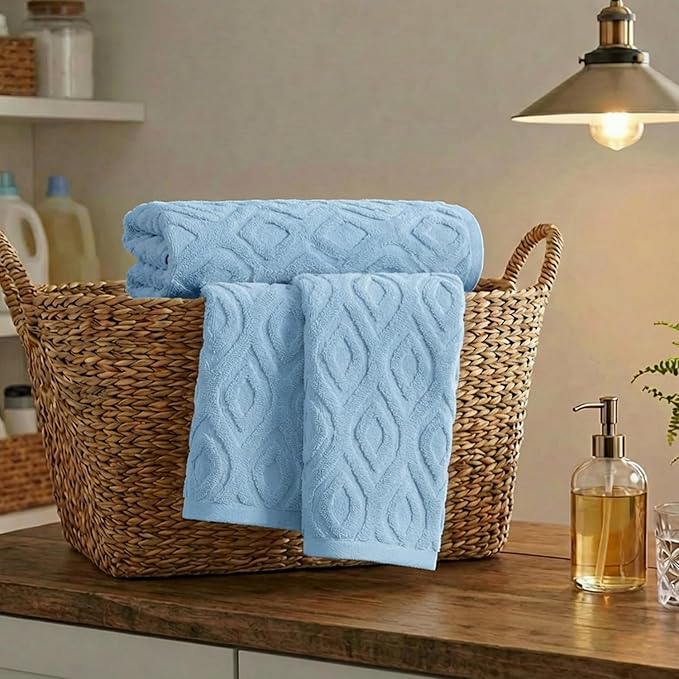 Artoid Mode 1 Pc Light Blue 3D Diamond Grid Jacquard Hand Towels