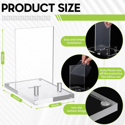 Yousoontic Acrylic Book Display Stand Clear Easel Plate Stand for Displaying Books, Picture, Notebooks, Platter, Photo, Artworks(4 x 6 x 6 Inch)