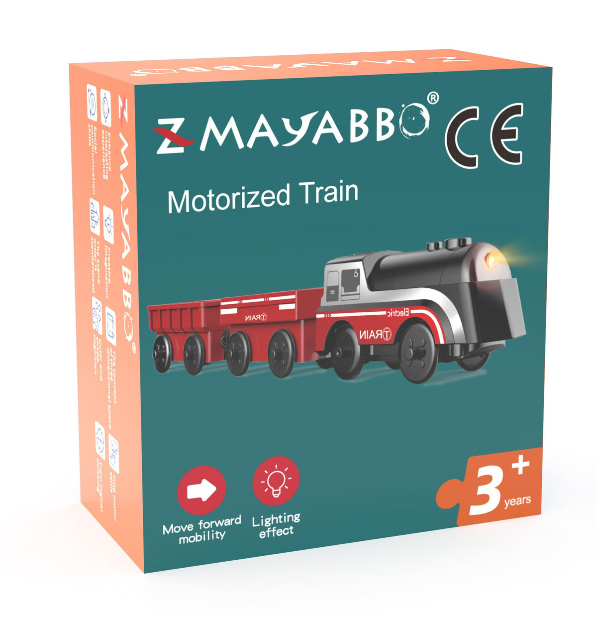 Battery Operated Train for Wooden Track, Motorized Train for Toddlers 3+ Years Old, 3Pcs Trains Toy Set Electric Trains Compatible with Thomas, Brio, Chuggington, Melissa and Doug