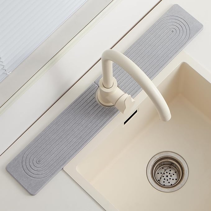 Stone Faucet Mat for Kitchen Sink，Super Absorbent Diatomite Fast Drying Stone