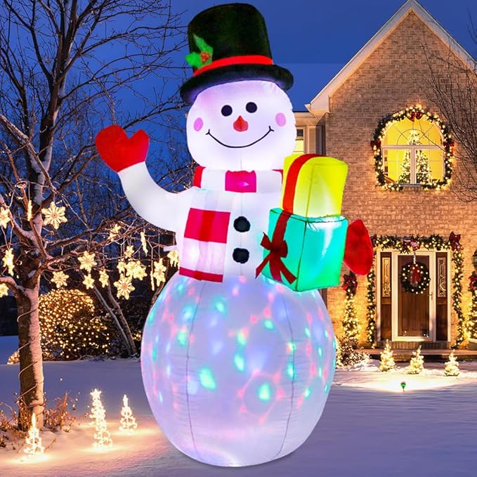 AerWo 5ft Christmas Inflatables Outdoor Decorations, Inflatable Snowman Christmas Blow Up Yard Decorations with Rotating LED Lights for Yard Garden Decorations Indoor Outdoor