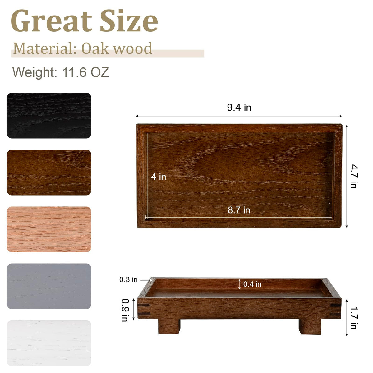 Decorative Tray Small Pedestal Stand Farmhouse Bathroom Decor Wooden Riser Display Stand for Vanity, Kitchen Countertop, Sink, 9.4 * 4.7 Walnut