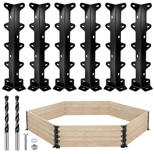 ElaraBerry 6 Pack Gaga Ball Pit Brackets 25 x 5 Inch 120 Degree Heavy Duty Steel Corner Brackets with Bolts Nut Washers Outdoor Playground Frame Connectors for Wood Boards