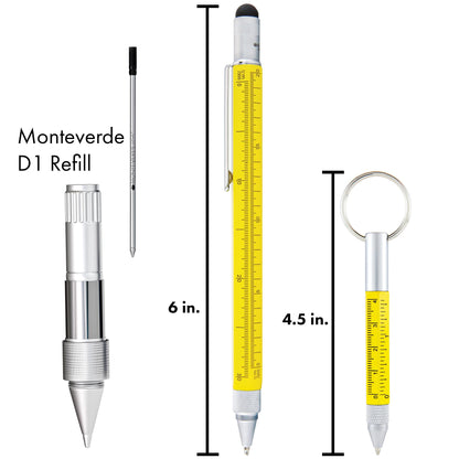 Monteverde One Touch Tool Set Ballpoint Pen with Stylus Yellow + Tool Pen Keychain – 6-in-1 Multifunction Pen Set from Exclusive Collection – Ideal for Engineers (MV35478)
