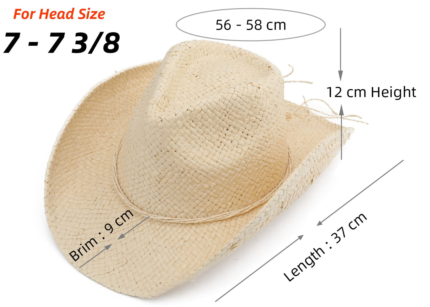 Melesh Adult Sun Straw Women Men Cowgirl Western Cowboy Hat Colored (Cream)