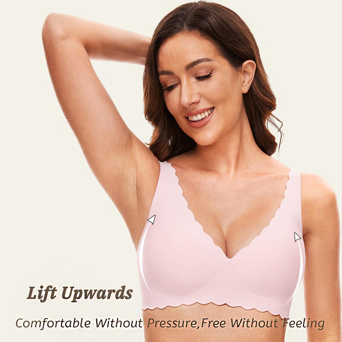 Deep V Petal Bras for Women No Underwire Soft Wireless Bras Comfort Seamless Bralettes with Extender