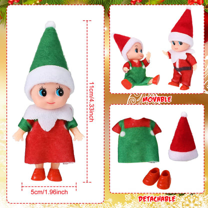 Sumind 11 Pieces Christmas Tiny Doll Plush Toys Baby Plush Dolls Novelty Toys Accessories for Little Girls Boys Holiday Christmas Easter New Year Decorations(Cute Style)