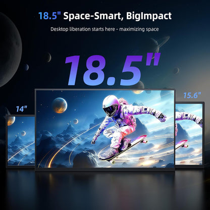 Portable Monitor 18.5” | 120HZ 1ms Gaming Monitor | 125% sRGB | FreeSync, HDR | 350Nits | USB-C & HDMI | VESA & Kickstand | Large Travel External Second Screen for Laptop, Switch, Game Consoles