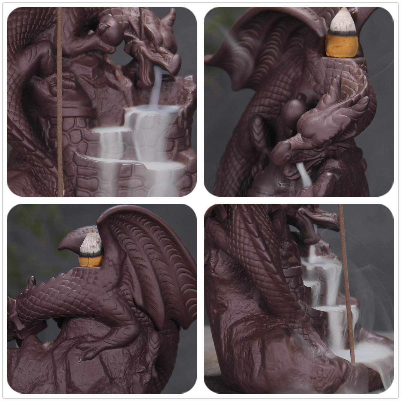 Fly Dragon Backflow Incense Burner Handmade Waterfall Incense Holders Home Decor Gift Statue Ornaments