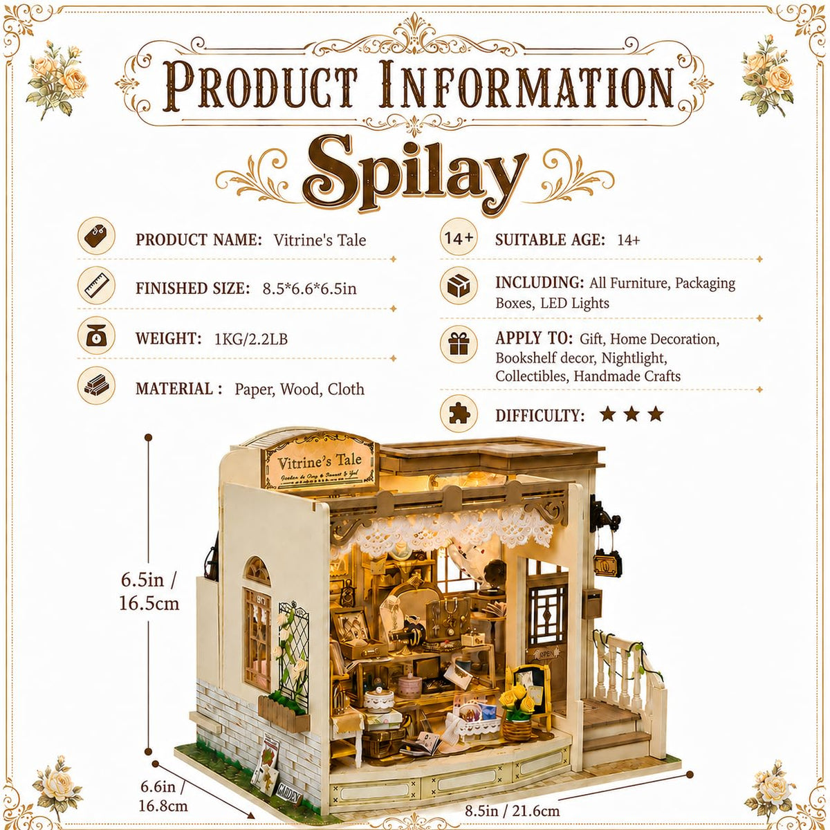 Spilay DIY Miniature House Kit for Adults, Miniature Dollhouse Kit