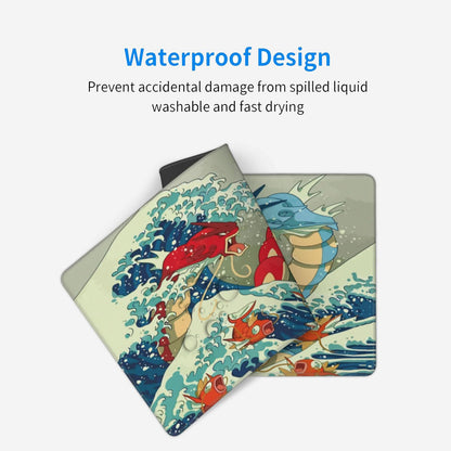 Large Gaming Mouse Pad,Japanese Ukiyoe Anime Dragon Mousepad,Stitched Edges,Non-Slip Rubber Base,Long Extended Desk Mouse Mat(31.5"x12")