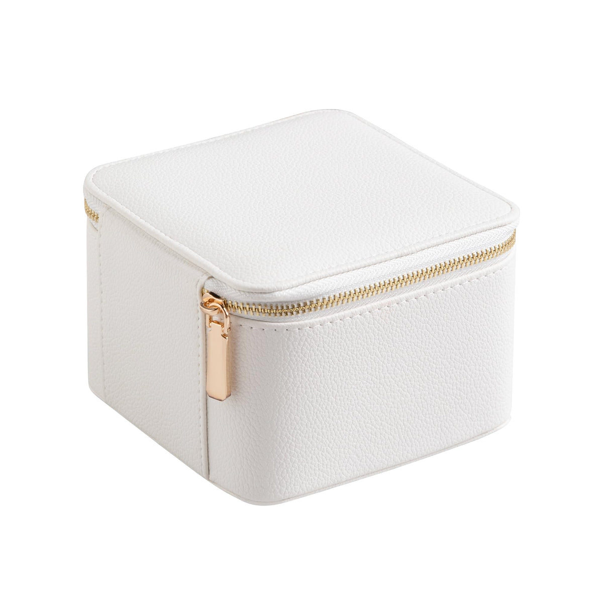 Frebeauty Small Travel Jewelry Box,Travel Jewelry Case with 6 Pouch Bags,Portable Travel Jewelry Organizer,Mini Jewelry Storage,3.35 x 4.9 x 4.8 Inches,Gift Idea for Women Girls (White)