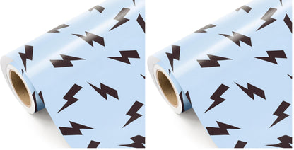 WRAPAHOLIC Lightning Bolts Wrapping Paper Roll - Mini Roll - 17 Inch x 16.5 Feet - Blue and Black Birthday Wrapping Paper Perfect for Men Boy Birthday, Baby Shower (Pack of 2)