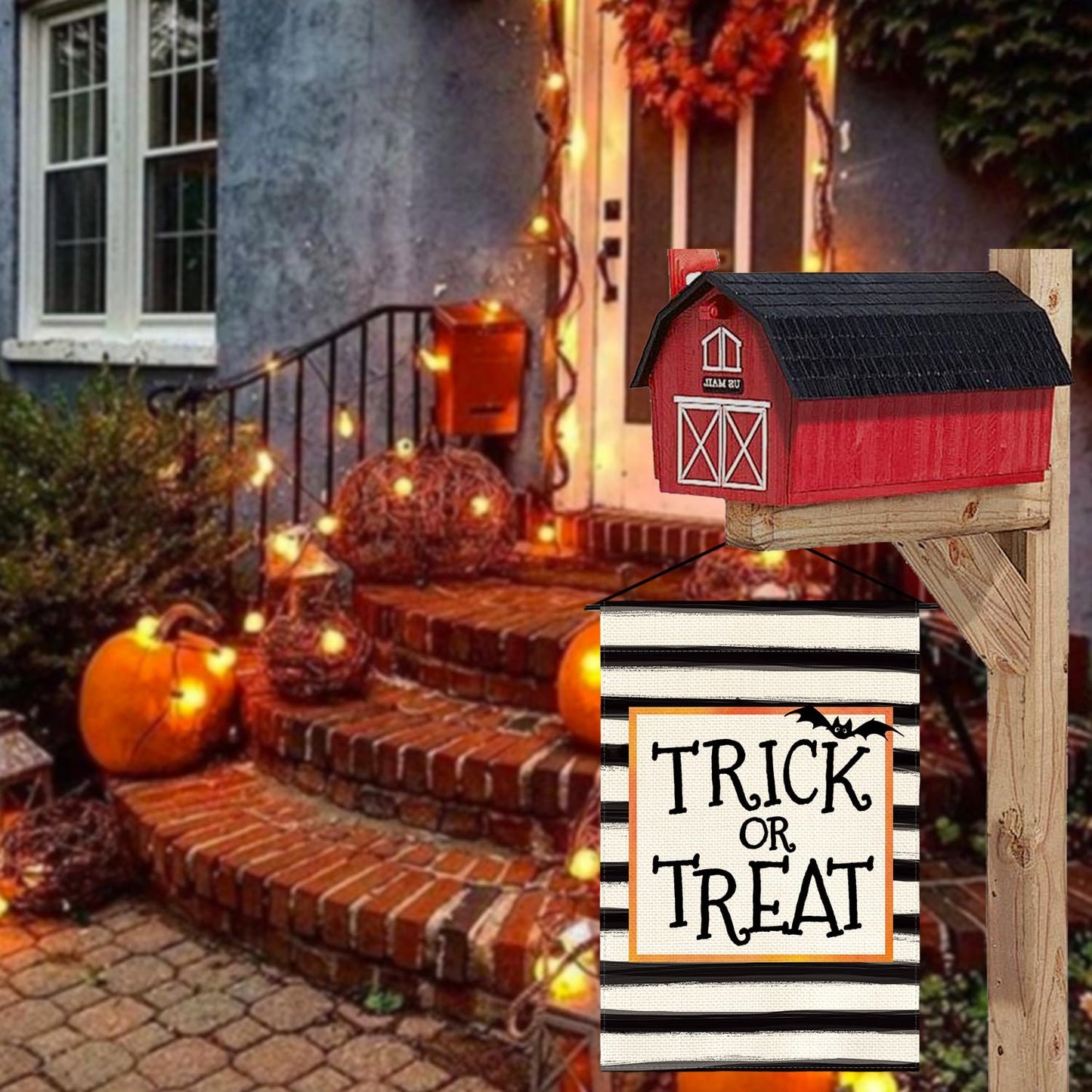 AVOIN colorlife Trick or Treat Garden Flag 12 x 18 Inch Double Sided Outside, Halloween Holiday Yard Outdoor Flag