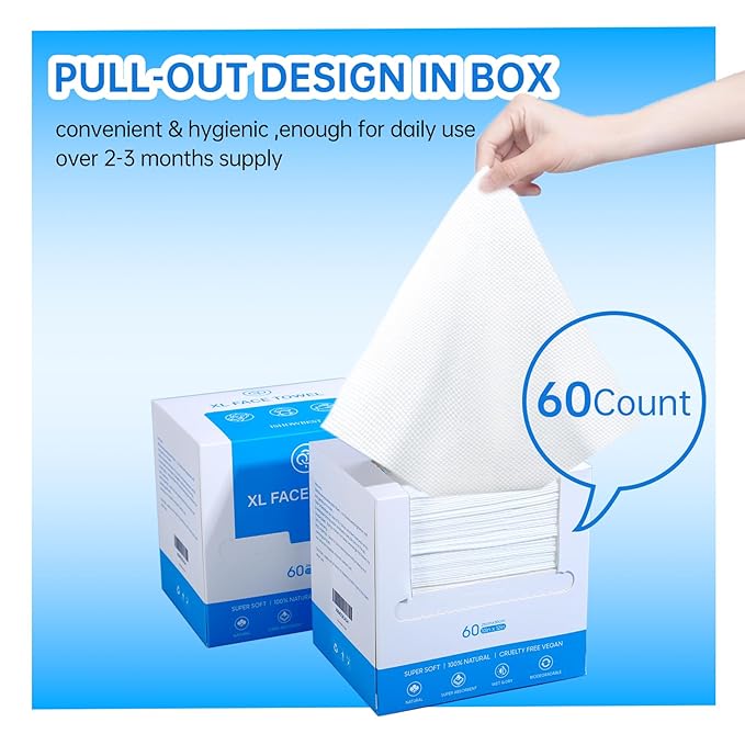 Single Use Face Towels, Ultra Soft and Thick, Disposable Makeup Remover Facial