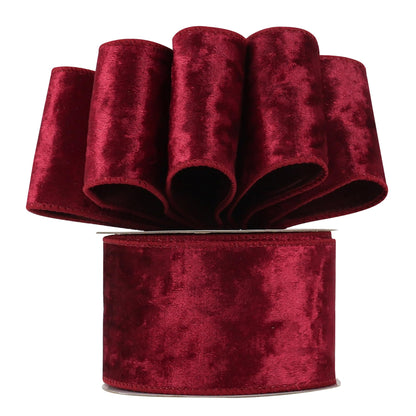 HUIHUANG Red Velvet Ribbon Wired 2-1/2 inch, Christmas Velvet Ribbon for X-mas Tree, Large Bows, Wreaths, Gift Wrapping, Garland, Home Decor, Crafts-Continuous 10 Yards/Roll