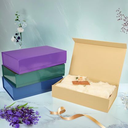 PACKHOME Extra Large Gift Box 17.5x11.3x4.3 Inches, Sturdy Shirt Box with Magnetic Lid for Clothes and Large Gifts (Glossy Blue)