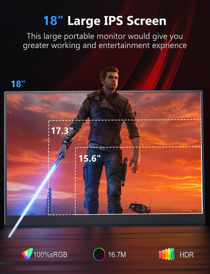 4K Portable Monitor, 16" 3840x2400 IPS Laptop Screen, 1500:1, 400 Nits Screen USB C HDMI Computer Gaming Display with Speakers & Smart Cover, Travel Monitor for PC Phone PS5/4 Xbox Switch
